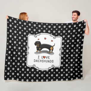 I Liebe Dackeln (schwarz und braun) Niedlicher Hun Fleecedecke