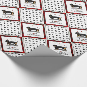 I Liebe Dackeln (schwarz und braun) Niedlicher Hun Geschenkpapier