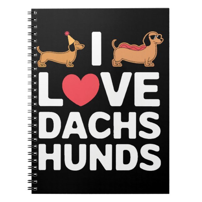 I Liebe Dackeln Spaß Illustration mit Cool Notizblock (Vorderseite)