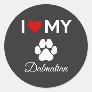 I Liebe Dalmatiner Hund-Sondertext Runder Aufkleber