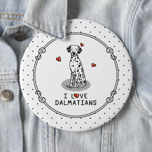 I Liebe Dalmatiner (schwarz 1) Herz Niedlich Button
