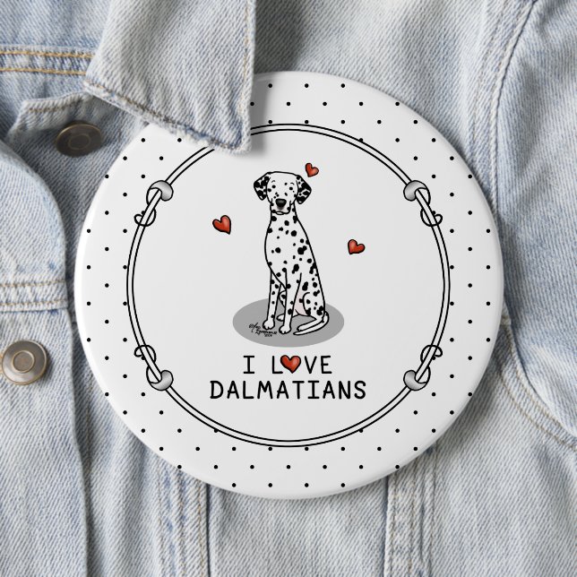 I Liebe Dalmatiner (schwarz 1) Herz Niedlich Button (Beispiel)