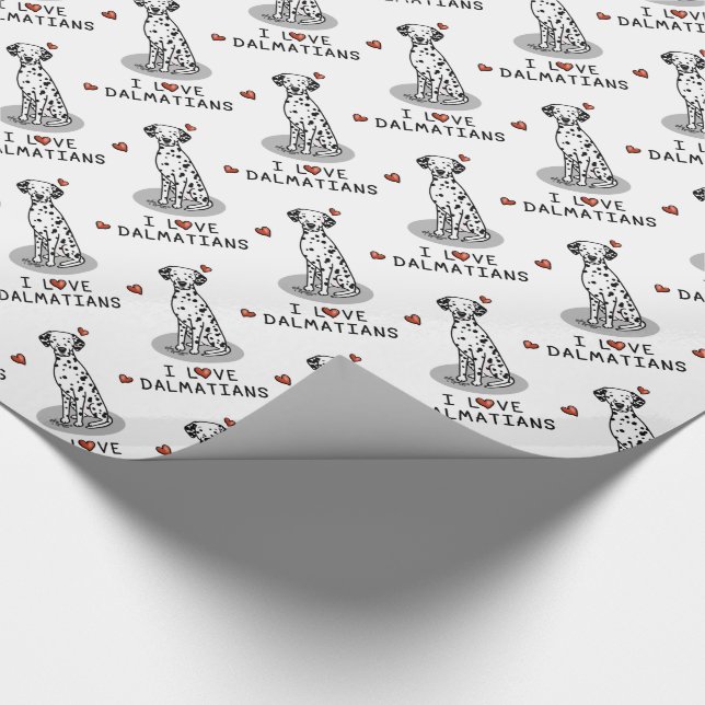 I Liebe Dalmatiner (schwarz 1) Herz Niedlich Geschenkpapier (Ecke)