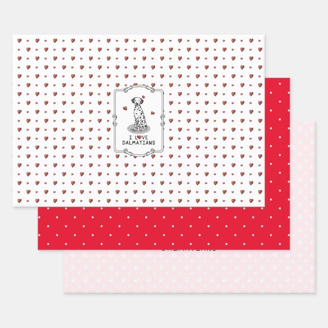 I Liebe Dalmatiner (schwarz 1) Herz Niedlich Geschenkpapier Set (Set)