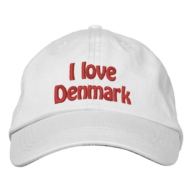 I Liebe Dänemark Bestickte Baseballkappe (Vorderseite)