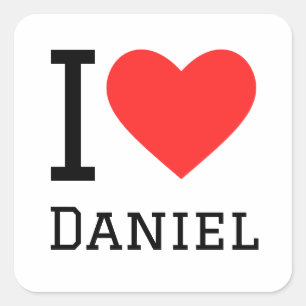 I Liebe daniel Quadratischer Aufkleber