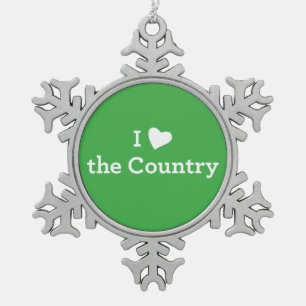I Liebe das Land Schneeflocken Zinn-Ornament