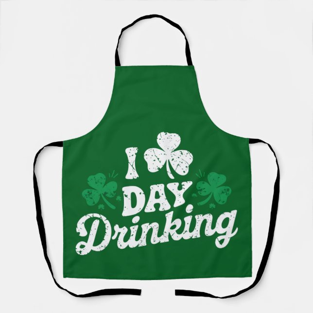 I Liebe Day Drinking Funny St Patrick's Day Irish Schürze (Vorderseite)
