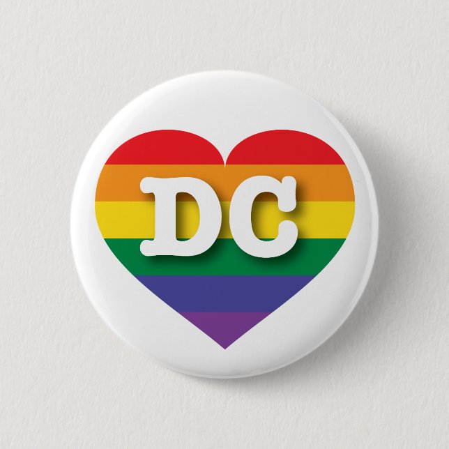 I Liebe DC Regenbogenherz Button (Vorderseite)