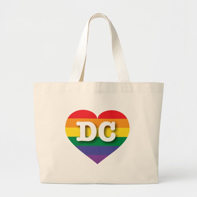 I Liebe DC Regenbogenherz Jumbo Stoffbeutel (Vorne)