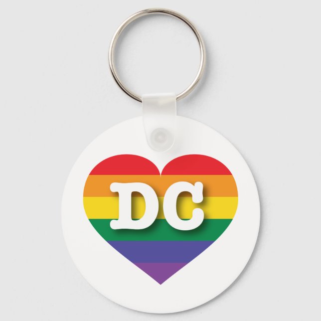 I Liebe DC Regenbogenherz Schlüsselanhänger (Vorderseite)