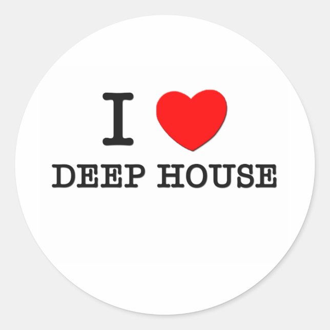 I Liebe Deep House Runder Aufkleber (Vorderseite)