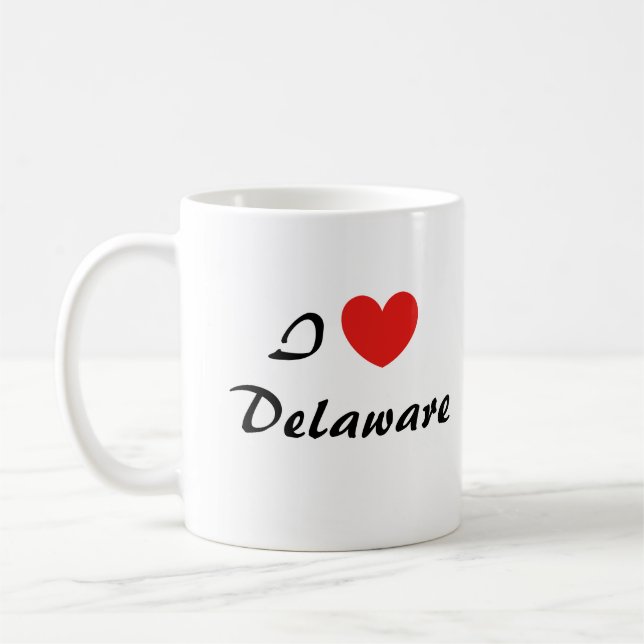 I Liebe Delaware Herz Typografie Kaffeezubereitung Kaffeetasse (Links)