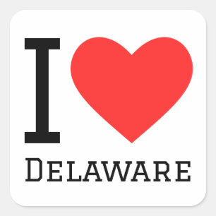 I Liebe Delaware Quadratischer Aufkleber