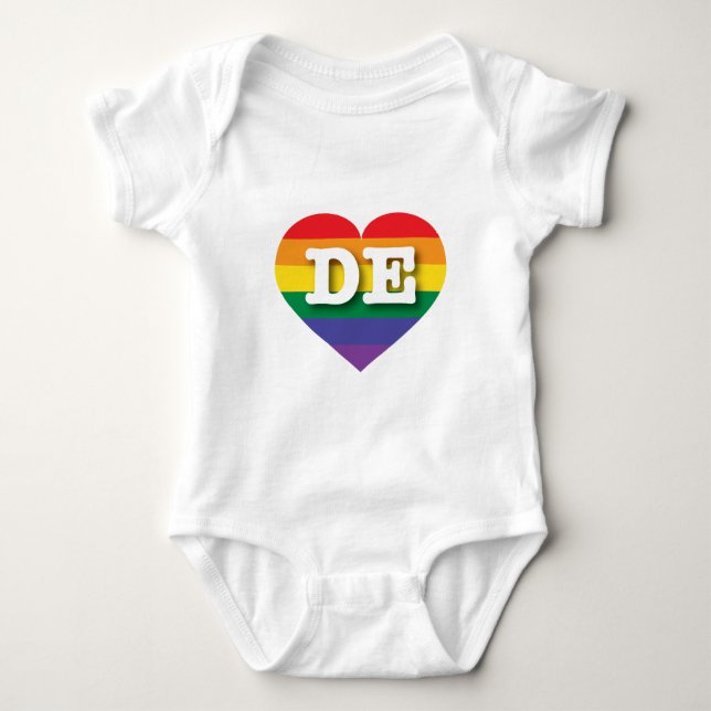 I Liebe Delaware Rainbow Heart Baby Strampler (Vorderseite)