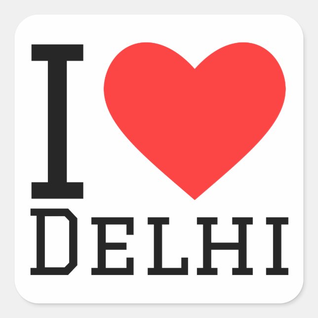 I Liebe Delhi Quadratischer Aufkleber (Vorderseite)