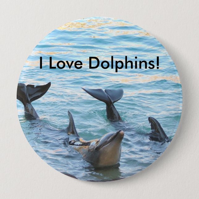 I Liebe-Delphine! Delphin-Foto Button (Vorderseite)