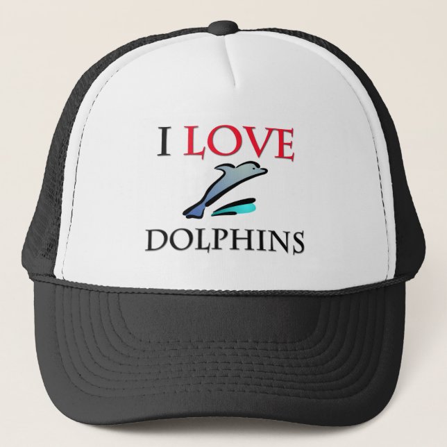 I Liebe-Delphine Truckerkappe (Vorderseite)