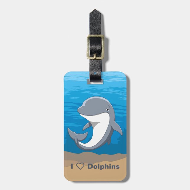 I Liebe-Delphineniedlicher Bottlenose Gepäckanhänger (Vorderseite vertikal)