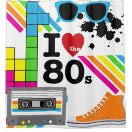 I Liebe der 80er Kassetten-Band-hohe Duschvorhang