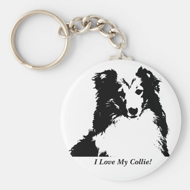 I Liebe der benutzerdefinierten Collie-Schlüsselke Schlüsselanhänger (Vorne)