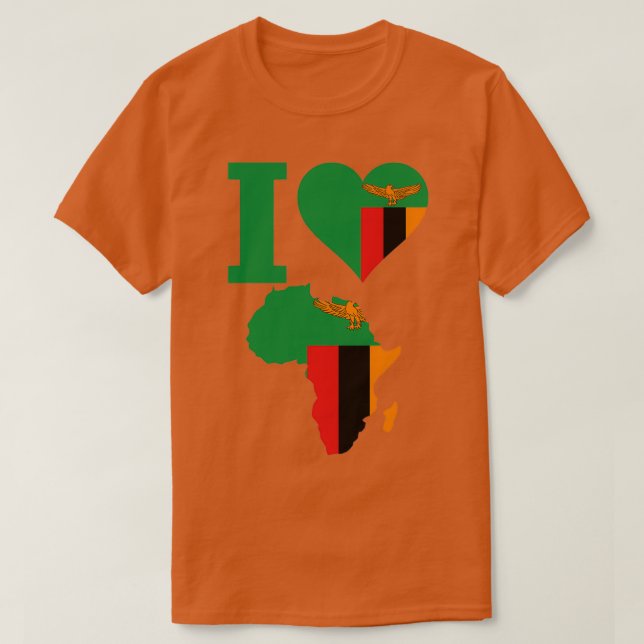 I. Liebe der Karte Sambias für Afrika T-Shirt (Design vorne)