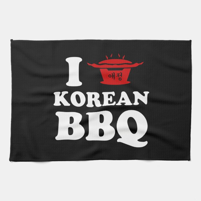 I Liebe der koreanischen GRILLEN (고 기 이) Geschirrtuch (Horizontal)