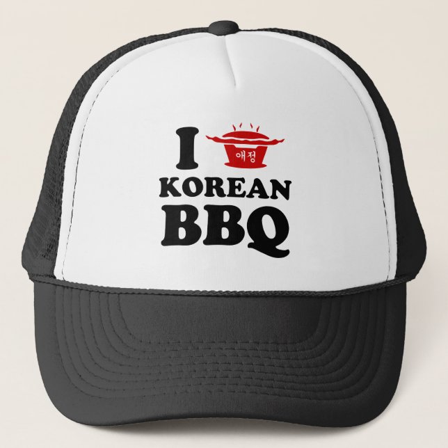 I Liebe der koreanischen GRILLEN (고 기 이) Truckerkappe (Vorderseite)