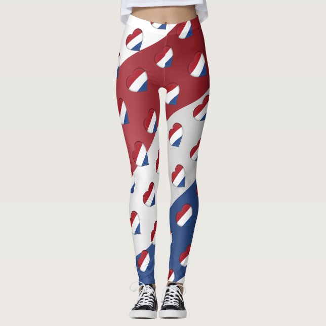 I Liebe der niederländischen Flaggenfarben Funny Leggings (Vorderseite)
