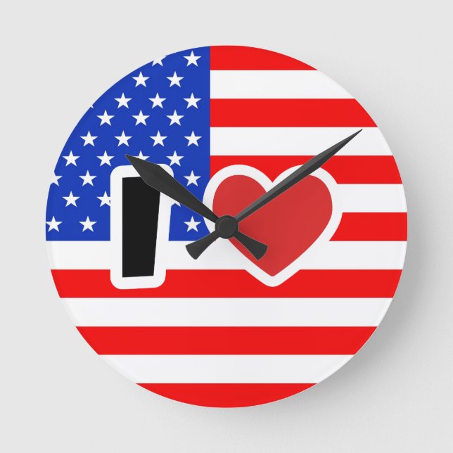 I Liebe der USA Runde Wanduhr (Vorderseite)