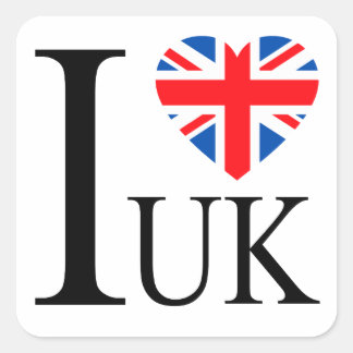 I. Liebe des britischen Flaggenschwerpunkts Großbr Quadratischer Aufkleber