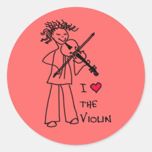 I Liebe des Violin-Aufklebers für die Rose der Vio Runder Aufkleber