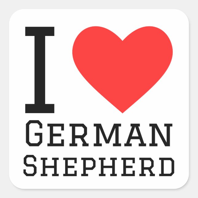 I Liebe Deutscher Hirte Quadratischer Aufkleber (Vorderseite)