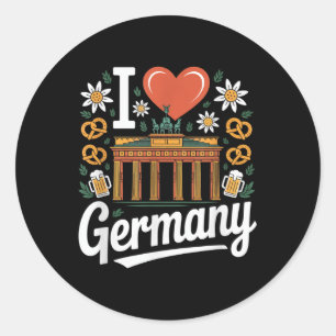 I Liebe Deutschland Bratwurst Bretzel Beer Runder Aufkleber