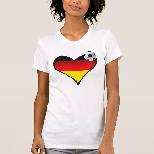 I Liebe-Deutschland-Fußball-Herz-Deutsch-Liebe T-Shirt (Vorderseite)