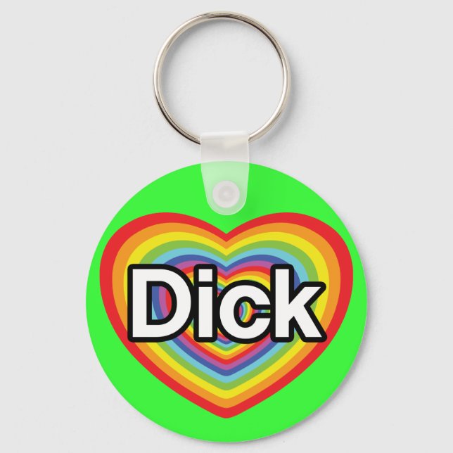 I Liebe Dick: Regenbogenherz Schlüsselanhänger (Vorderseite)