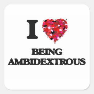 I Liebe, die beidhändig ist Quadratischer Aufkleber