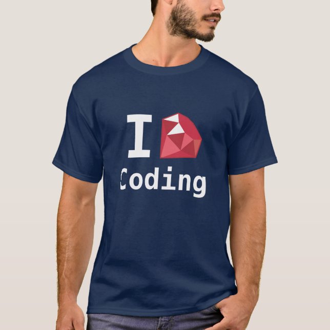 I Liebe, die mit karminrotem Geek-Shirt kodiert T-Shirt (Vorderseite)