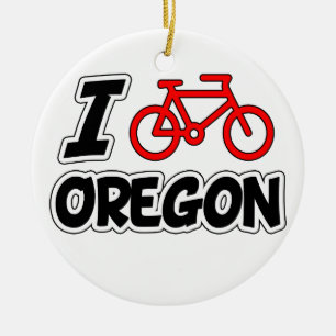 I Liebe, die Oregon radfährt Keramikornament