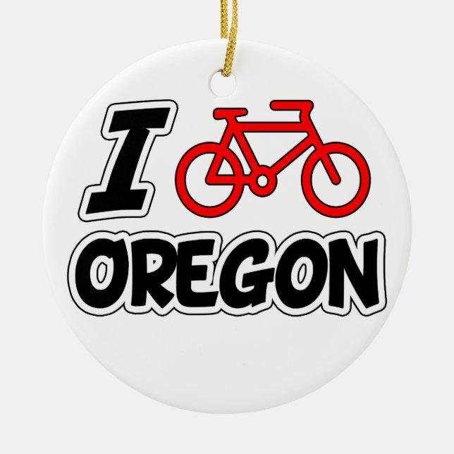 I Liebe, die Oregon radfährt Keramikornament (Vorne)