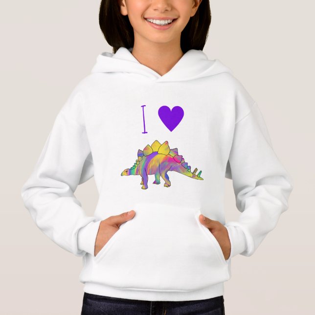 I Liebe Dinosaurier Niedlich Farbiger Regenbogen S Hoodie (Vorderseite)