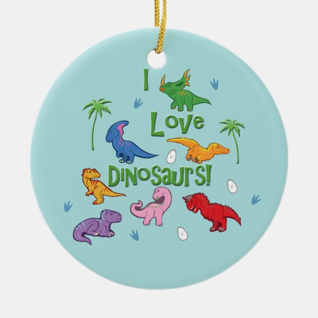 I Liebe-Dinosaurier! (Niedlich) Keramik Ornament (Vorne)
