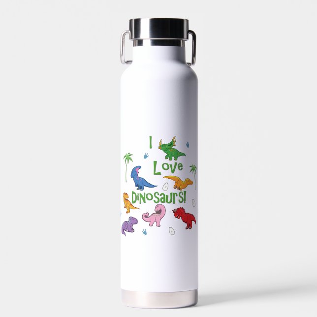 I Liebe Dinosaurier (Niedlich) Trinkflasche (Vorne)