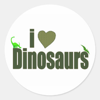I Liebe Dinosaurier Runder Aufkleber
