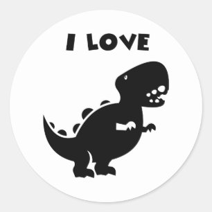 I Liebe Dinosaurier tyrannosaurus rex Silhouette A Runder Aufkleber