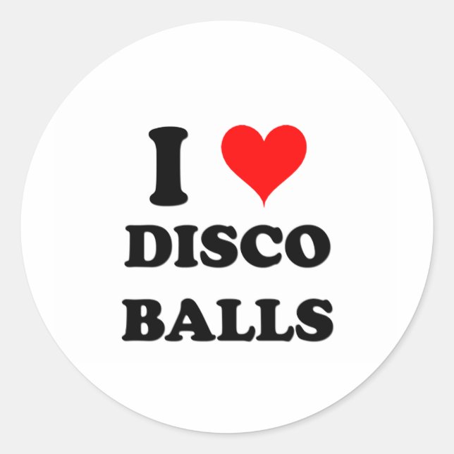 I Liebe Disco Balls Runder Aufkleber (Vorderseite)