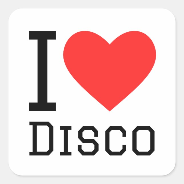 I Liebe Disco Quadratischer Aufkleber (Vorderseite)