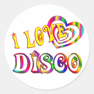 I LIEBE DISCO RUNDER AUFKLEBER