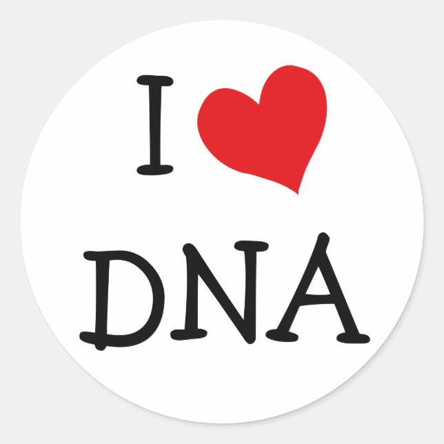 I LIEBE DNA RUNDER AUFKLEBER (Vorderseite)