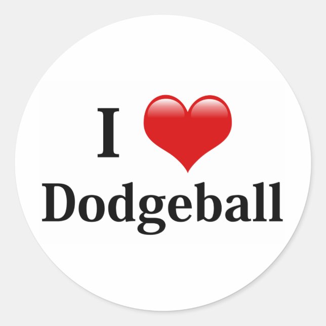 I Liebe Dodgeball Runder Aufkleber (Vorderseite)